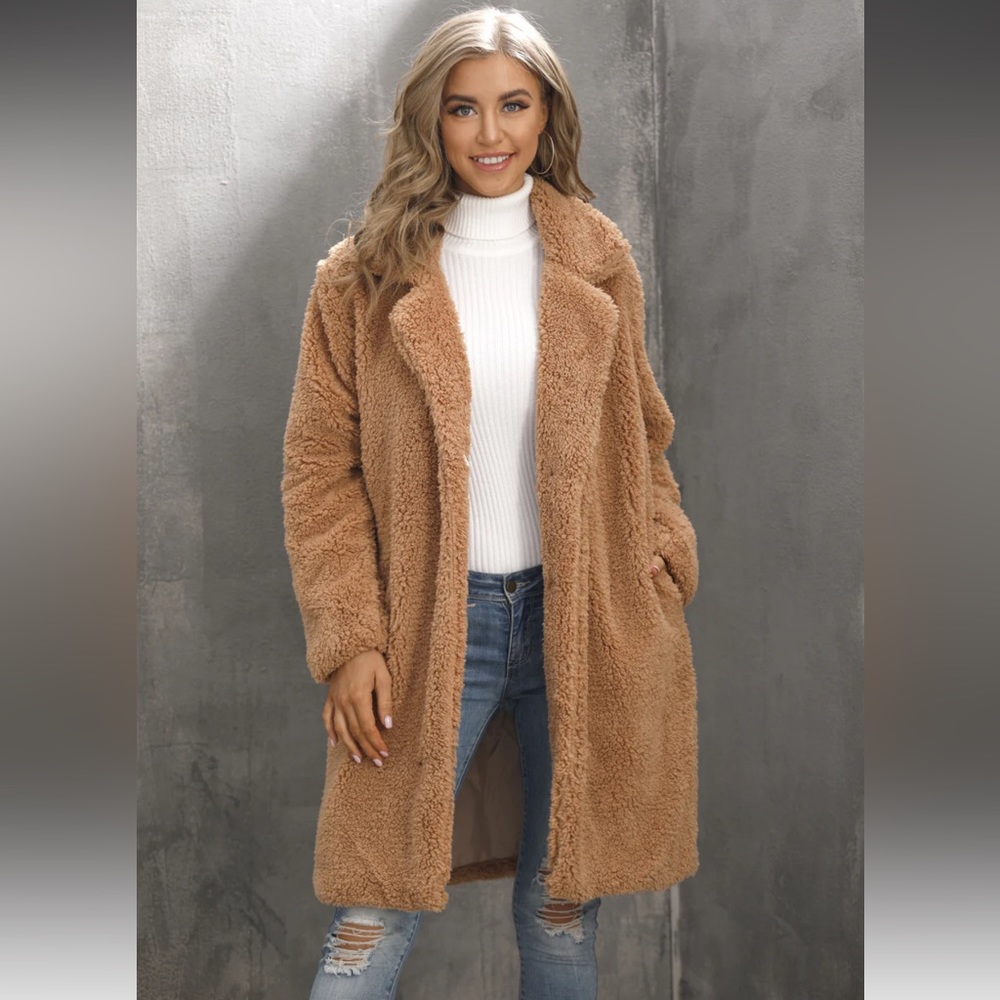 Melbourne Pocketed Teddy Coat - Camel